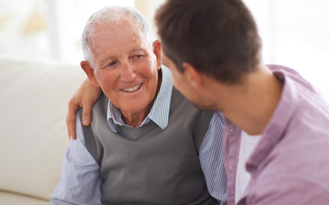 Senior father with adult son